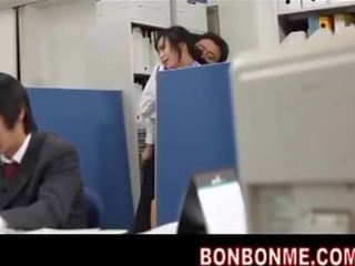 Mosaic; jap bank office young lady gives boss fabulous