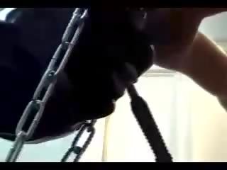 Teenager Bending On Pole Tortured With clips Whipped By healer