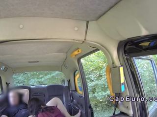 Bent over amateur bangs fake taxi driver outdoor