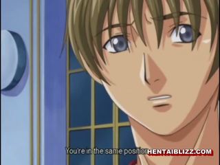 Chained hentai member gets licked and fucked