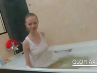 Slim Russian Teen divinity Washing Tight Cunt