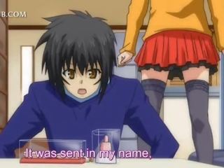 Teenage hentai feature checking her tits in the mirror