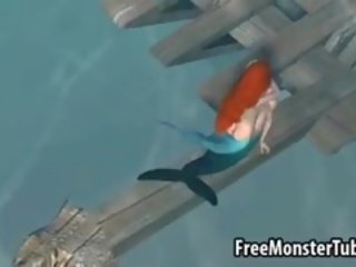 3d málo mermaid enchantress ariel dostane v prdeli těžký