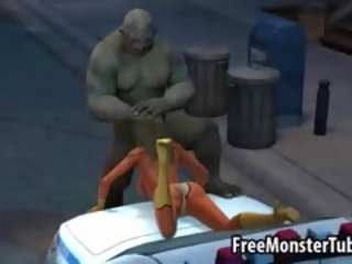 Grand 3D beauty Lays On A Cop Car And Sucks A Monsters peter