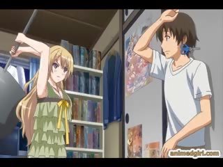 ロープ エロアニメ ととも​​に 目隠し と bigboobs 取得 dildoed wetpus