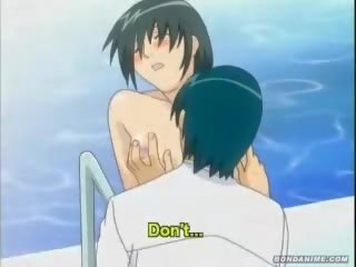 Hentai jeng in swimsuit fuck in poolside