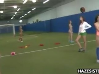 Girls Get Naked On The Field And Workout