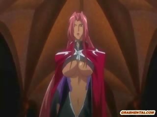 Prsatá hentai chycený podle netvor anime