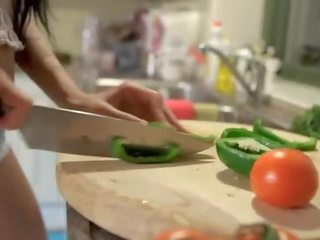 Unreal cucumber in her tight cunt