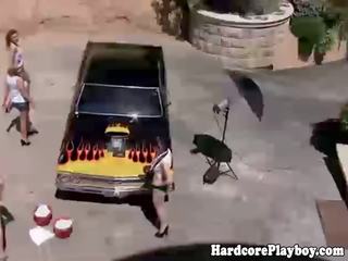 Glamcore babes outdoor group fucking