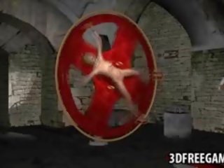 Dhelparak i përmbajtur 3d vizatimore bjonde perëndeshë merr fucked