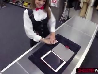 Attractive and brunette card dealer gets her pussy fucked by Shawn
