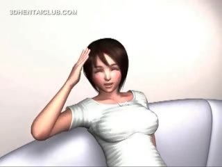 害羞 動漫 可愛 有 她的 娘們 teased thru 內衣