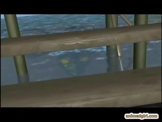 3d anime stojící v prdeli od za