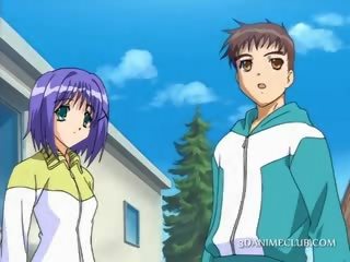 Innocent anime school femme fatale seducing her talyp