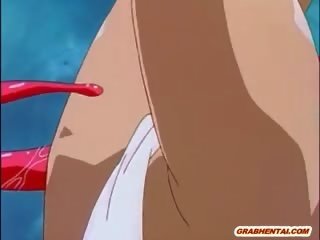 Gyzyl saçly anime seductress uly monstr bat fucked