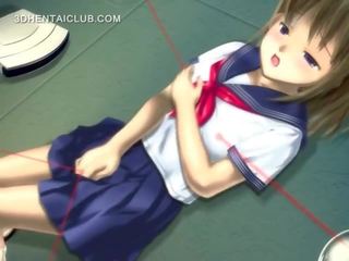 Anime enchantress v školní jednotný masturbuje kočička