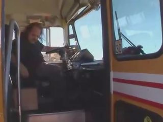 Captivating redhead teen in attractive skirt gets banged in a bus