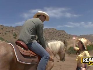 Gorgeous brunette teen slattern missy stone outdoor cowboy style fuck