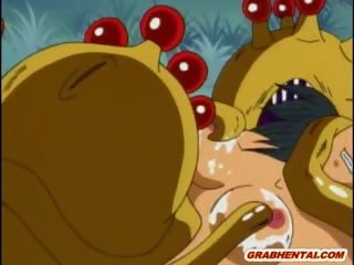 Hentai babe brutally fucked oleh raksasa tentacles