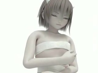 Lákavý 3d anime mladý dáma pose v ji dámské spodní prádlo