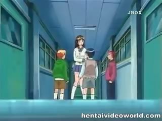 Фантастичний групове кінчання з captivating хентай lassie