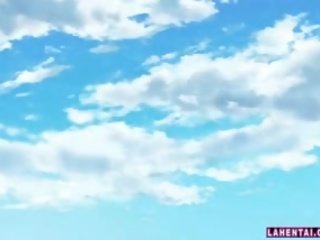 Hentai murid wedok in swimsuit gets her udan burungpun fingered