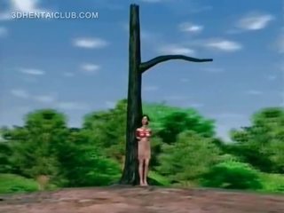 Hentai x jmenovitý klip otrok svázaný na a pól kočička