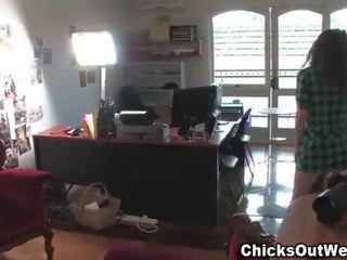 Real chick masturbates as couple fucks