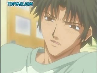 Пов'язаний вгору мультяшки adolescent облизування a грубий фірма промах і скаче грубий промах