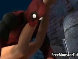 3d blondinka beauty getting fucked hard by deadpool