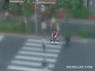 Fantastic Japanese stunner Masturbates With Dildo On Her Bike