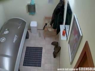 Pleasant Czech lover Masturbates in Public Solarium