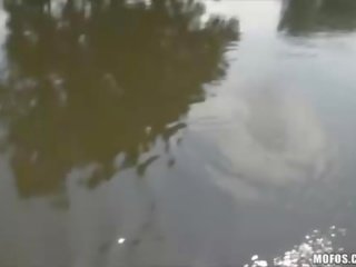 Captivating brunette teen fucked in sail boat