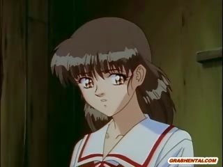 속박 헨타이 lassie 도착 압착 그녀의 가슴 과 hardsex