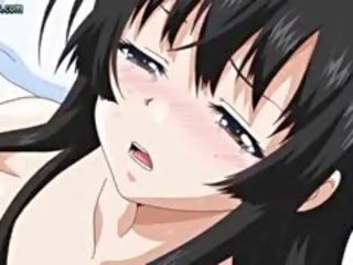Krūtainas anime brunete masturbācija