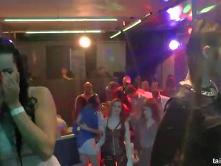 Libidinous pornstars fuck in club