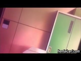 Tied up anime young woman gets back poked