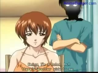 Busty lassie getting her tits rubbed nipples sucked while lear