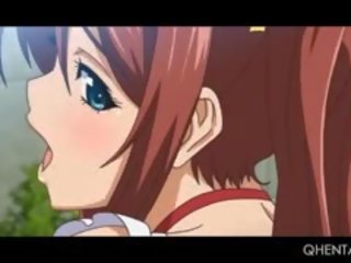 Ryšavý sladký hentai mladý dáma kočička teased upskirt v veřejné