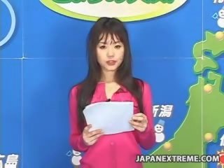 电视 weathergirl 面部 上 生活 电视
