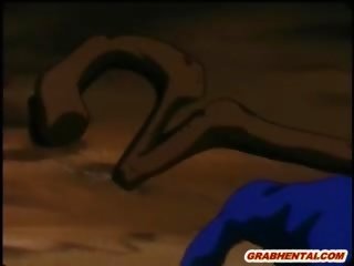 Khá hentai cứng poked qua khổng lồ con quái vật