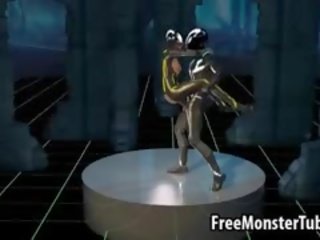Tempting 3d multik tron beauty sucks pecker and gets fucked