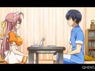 Velika boobed hentai služkinja prikazuje kurba dvignjeno krilo in jahanje manhood