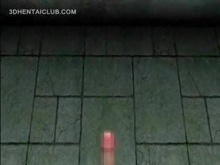 Slutty anime redhead blowing a large manhood