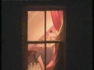 Attractive model tutulan ýalaňaç in her room by a window peeper