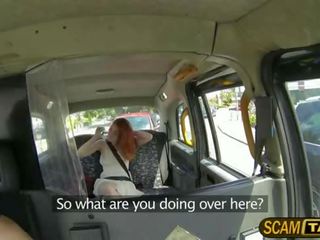Red head Amarna suck driver member and gets her pussy pounded in the backseat