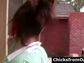 Aussie Girlfriends Strip For Lesbian Teacher