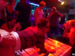 Captivating bi cuties fucking in a club at construction company party