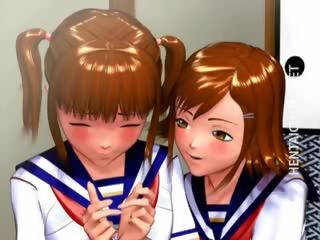 二 3d 動漫 女學生 得到 釘